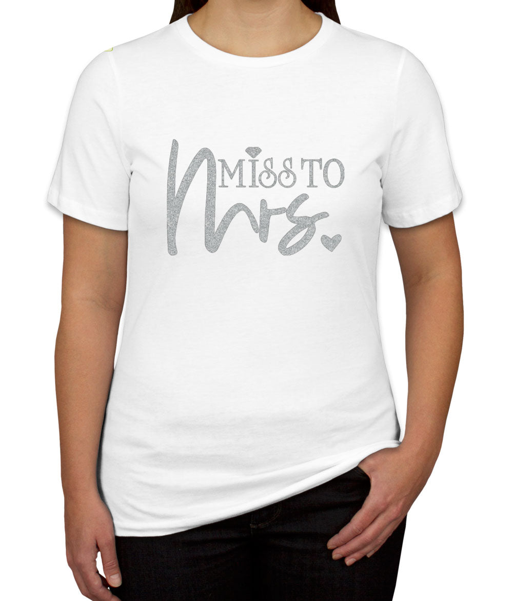 Miss To Mrs Silver Glitter Print Women's T-shirt