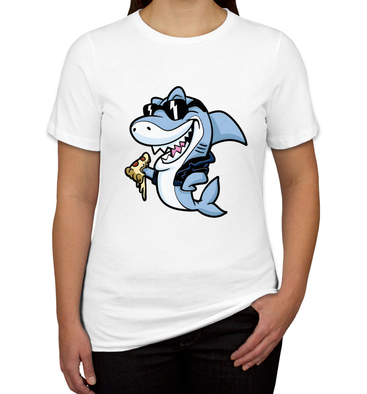 Cool Shark Eating Pizza Women's T-shirt