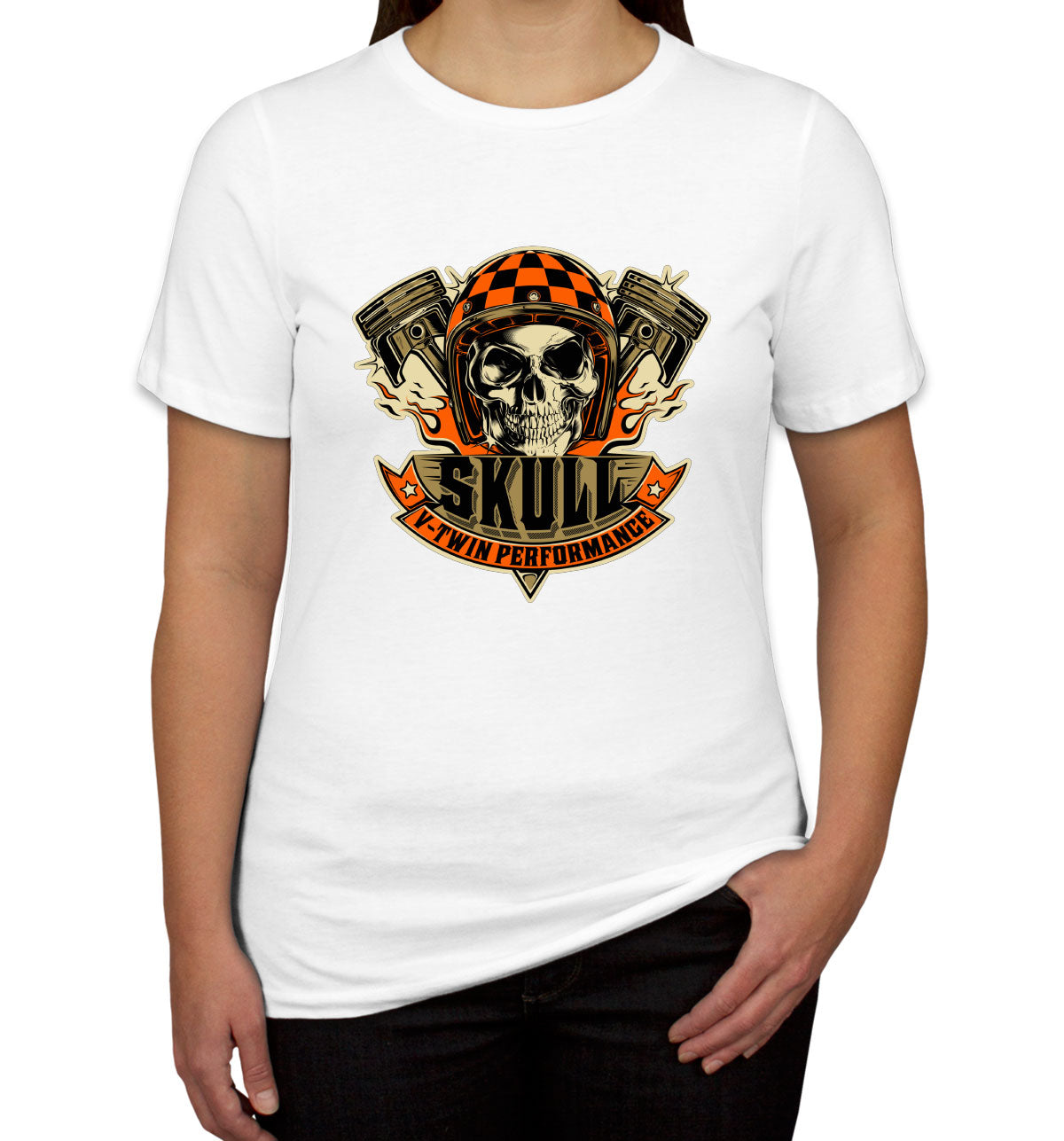 V-Twin Performance Skull Motorcycle Women's T-shirt