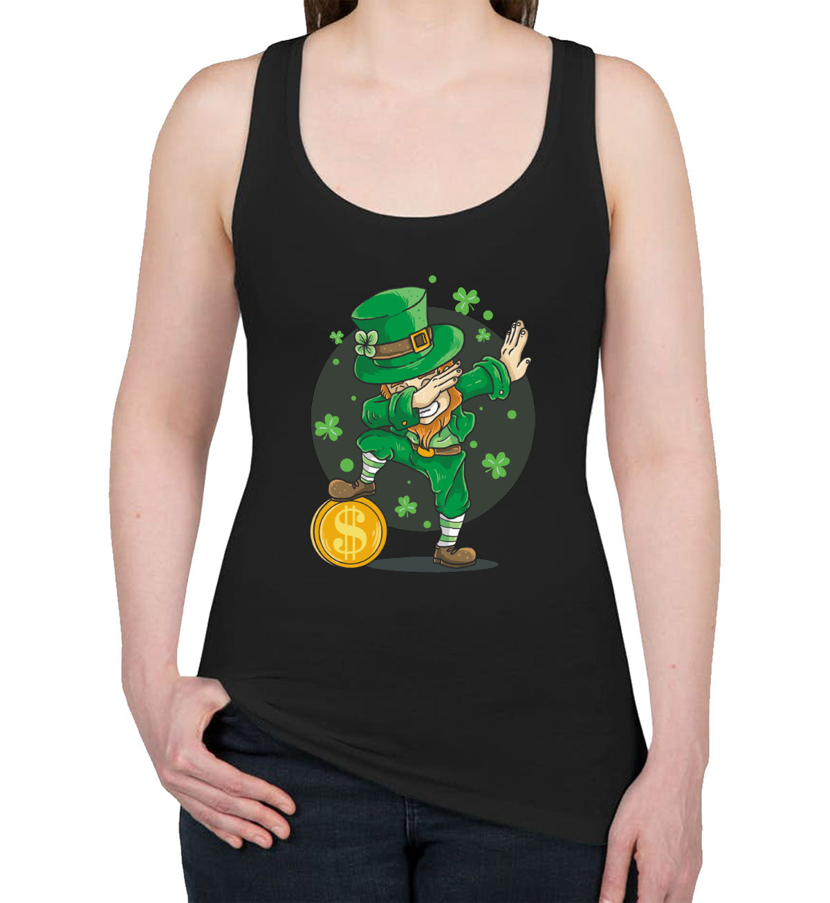 Dabbing Leprechaun St. Patrick's Day Women's Racerback Tank Top