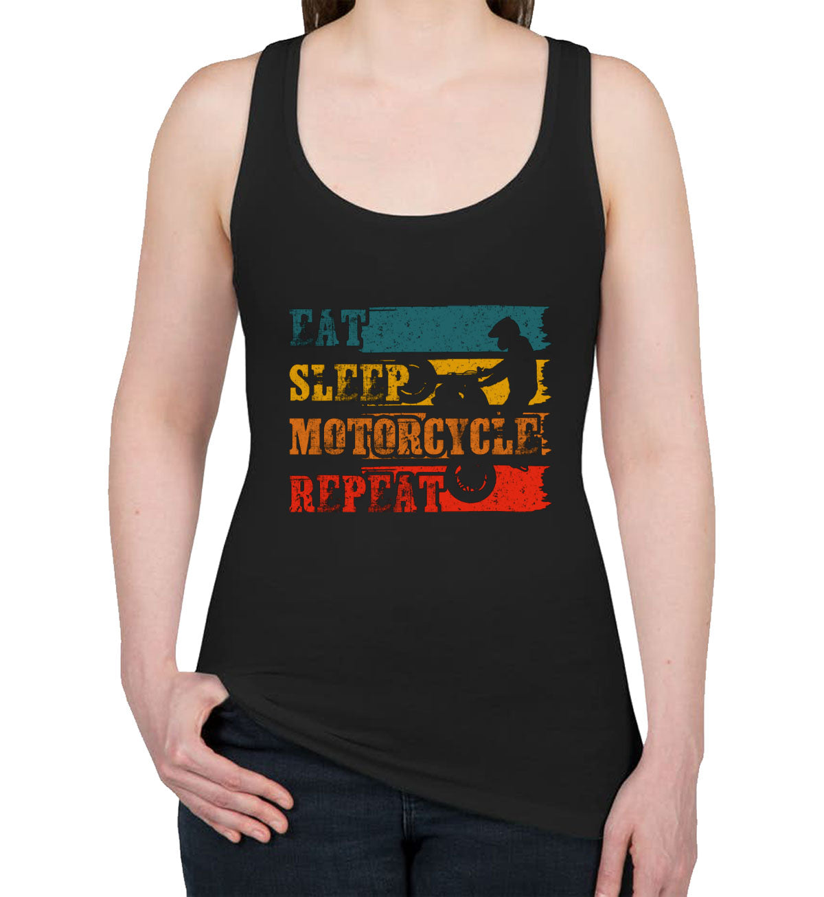 Eat Sleep Motorcycle Repeat Women's Racerback Tank Top