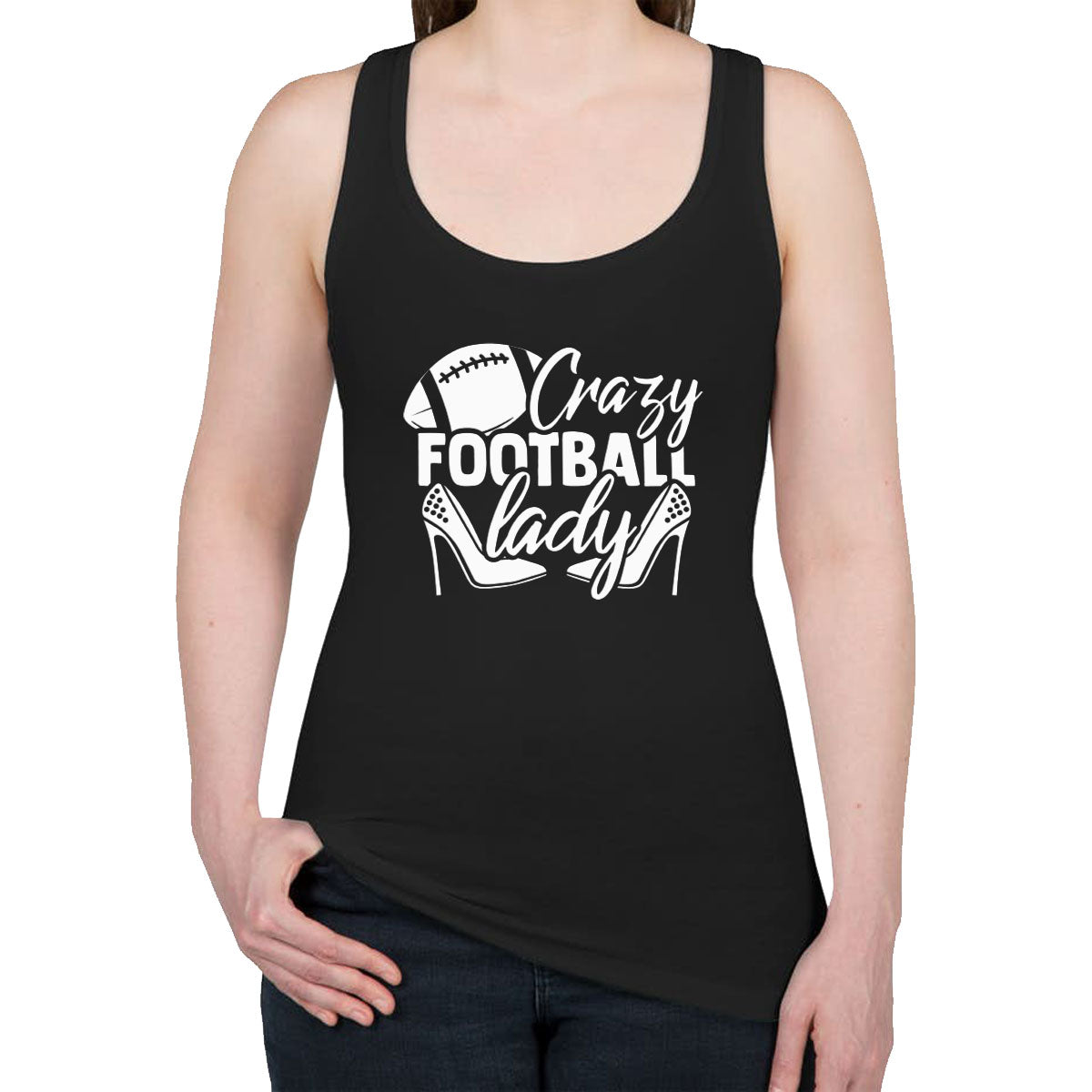 Crazy Football Lady Women's Racerback Tank Top