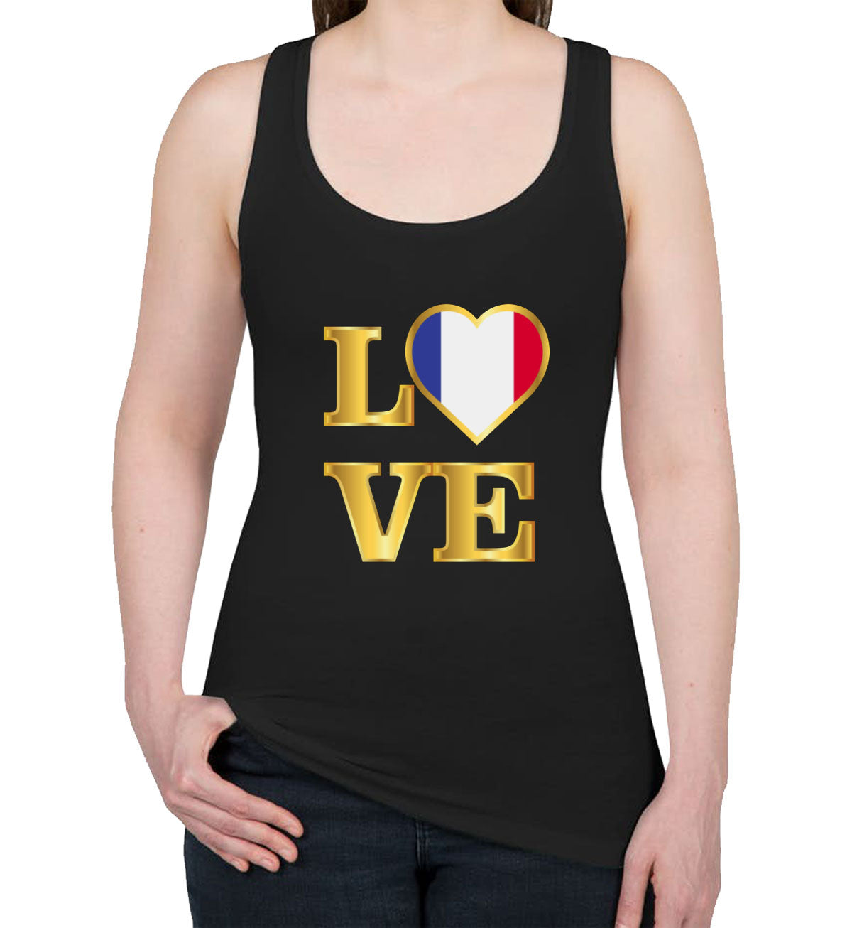 France Love Women's Racerback Tank Top