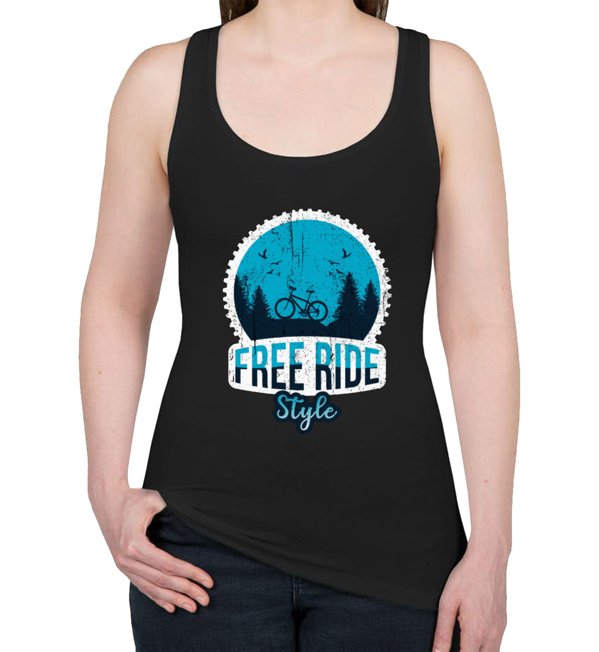 Free Ride Style Bicycle Women's Racerback Tank Top