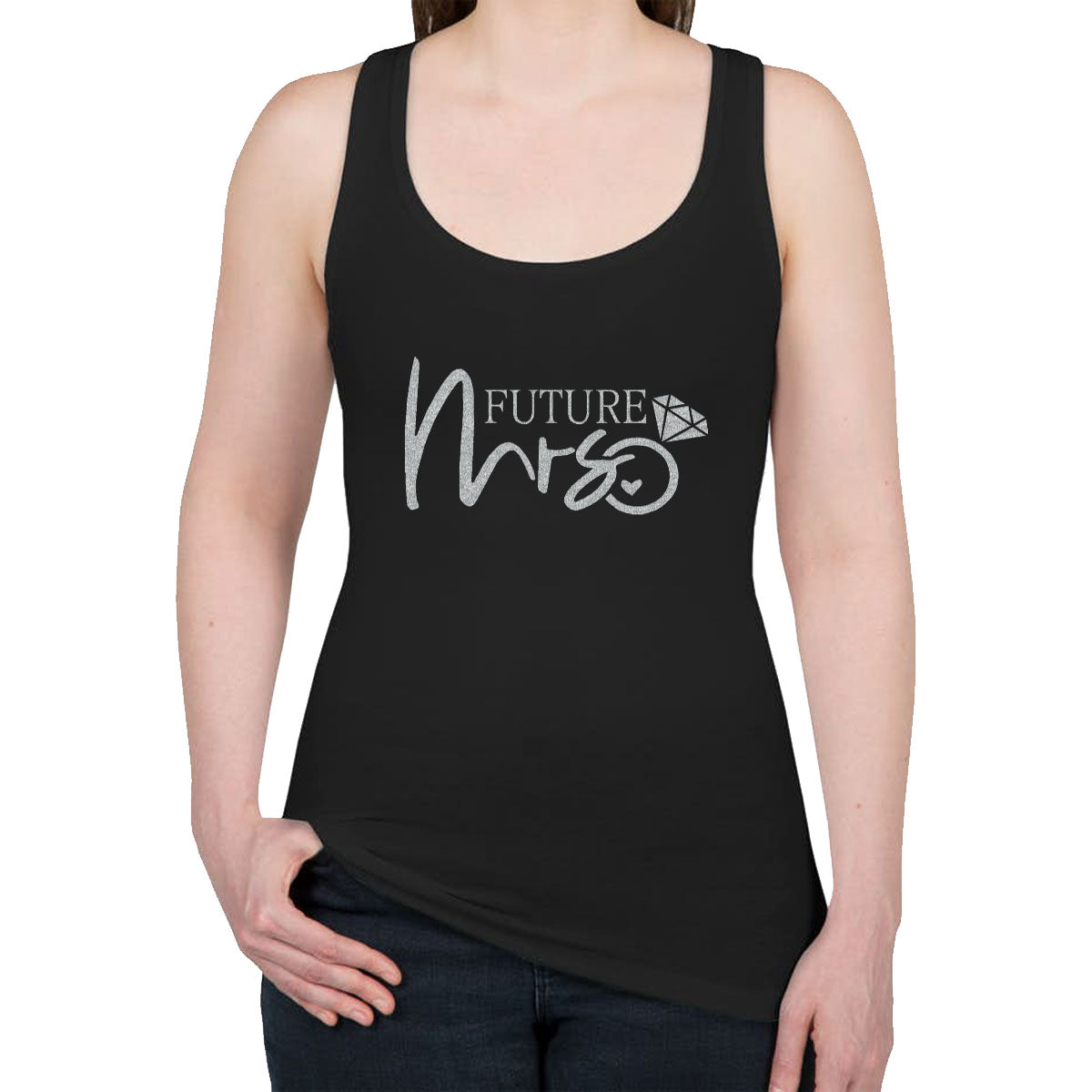 Future Mrs Silver Glitter Print Women's Racerback Tank Top