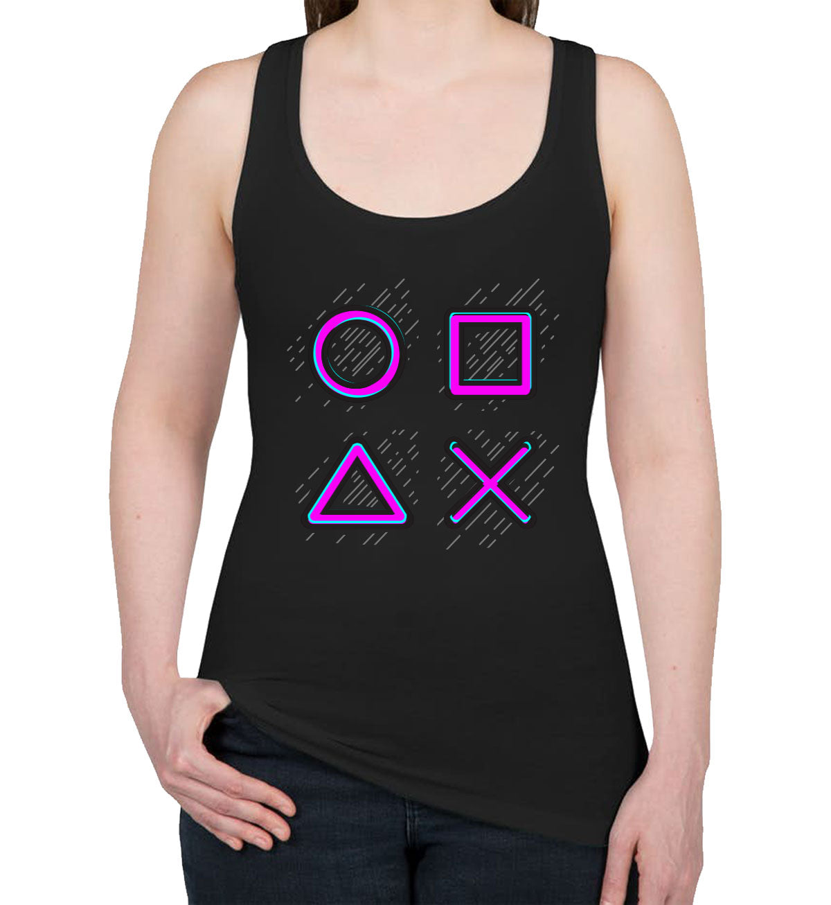 Game Controller Buttons Gaming Women's Racerback Tank Top