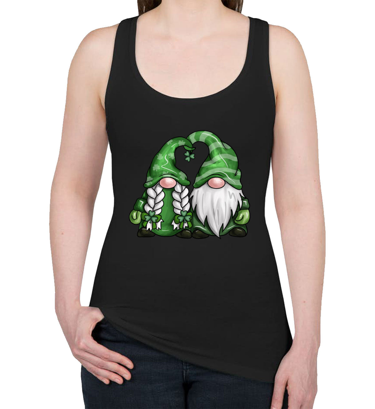 Green Gnome St. Patrick's Day Women's Racerback Tank Top