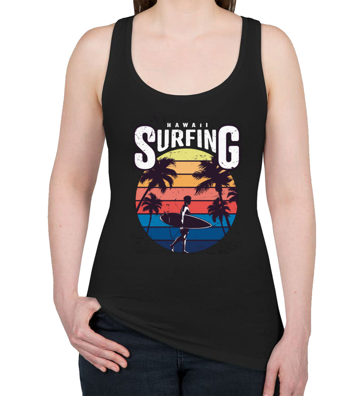 Hawaii Surfing Women's Racerback Tank Top