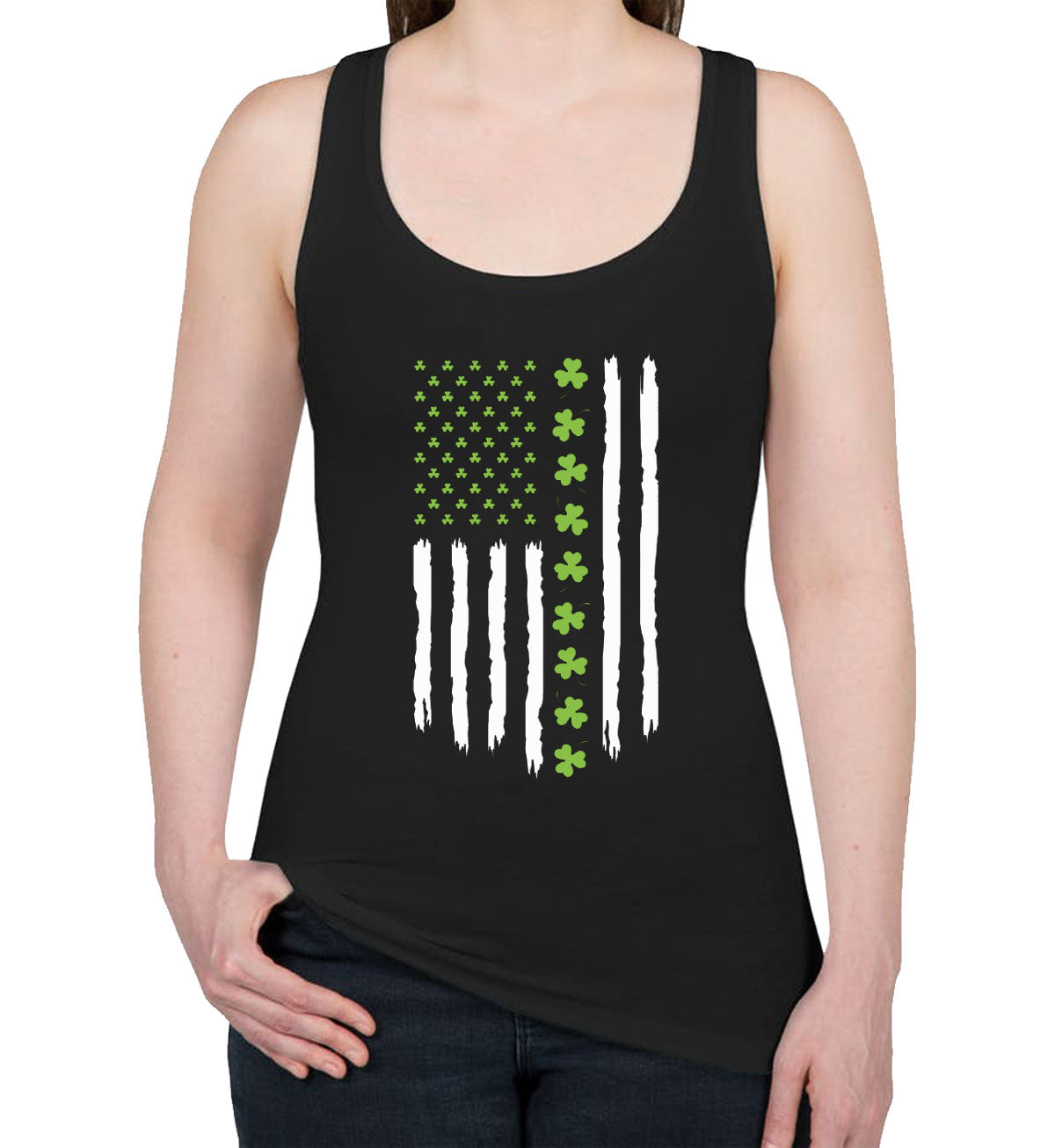 Irish American Flag St. Patrick's Day Women's Racerback Tank Top