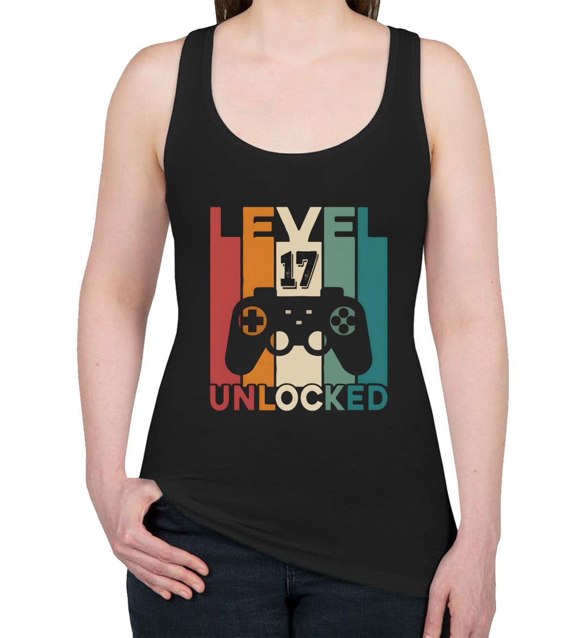 Level 17 Unlocked Gaming Birthday Women's Racerback Tank Top