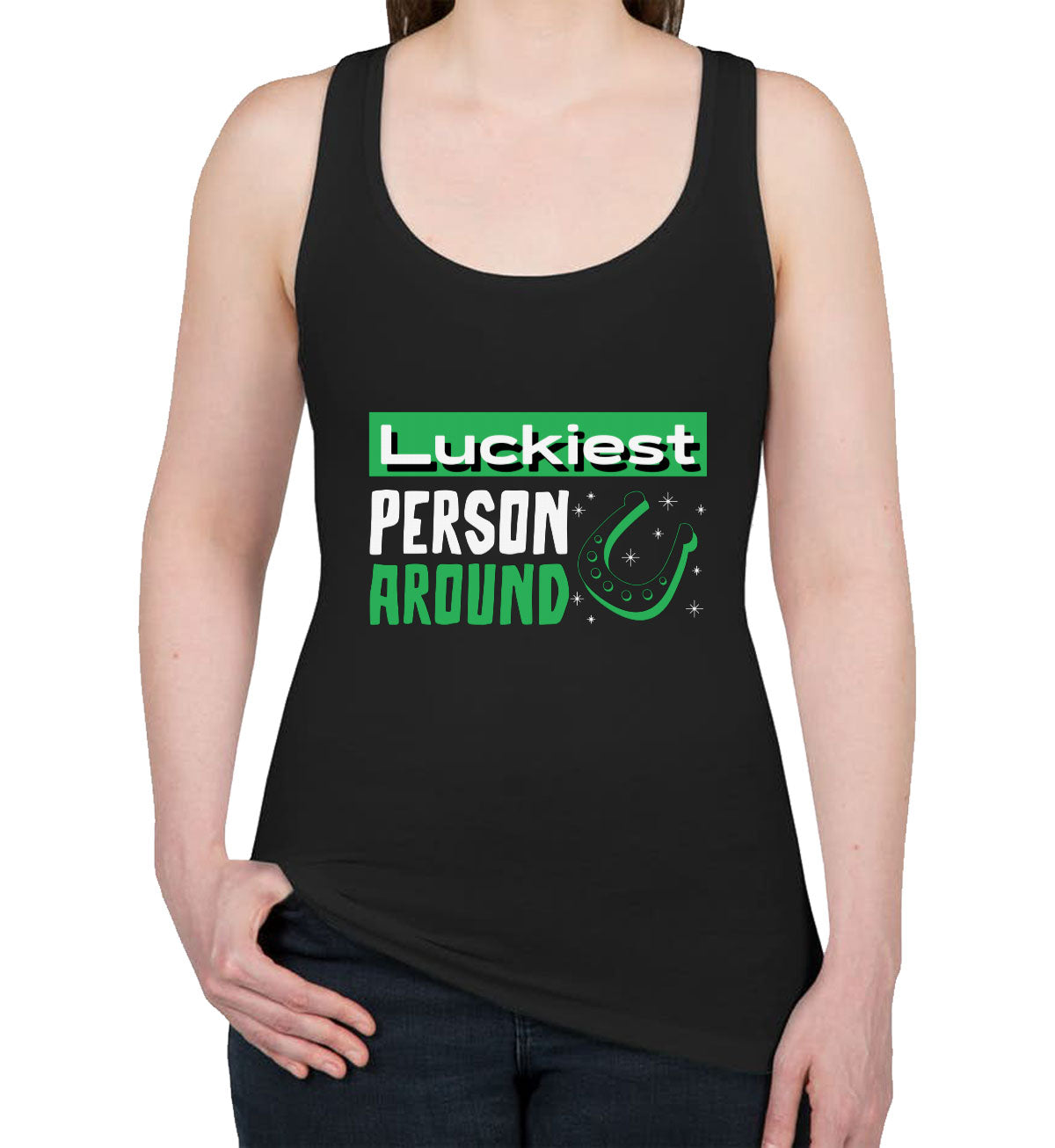 Luckiest Person Around St. Patrick's Day Women's Racerback Tank Top