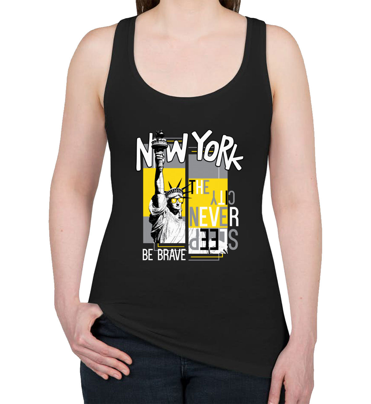 New York The City Never Sleep Women's Racerback Tank Top