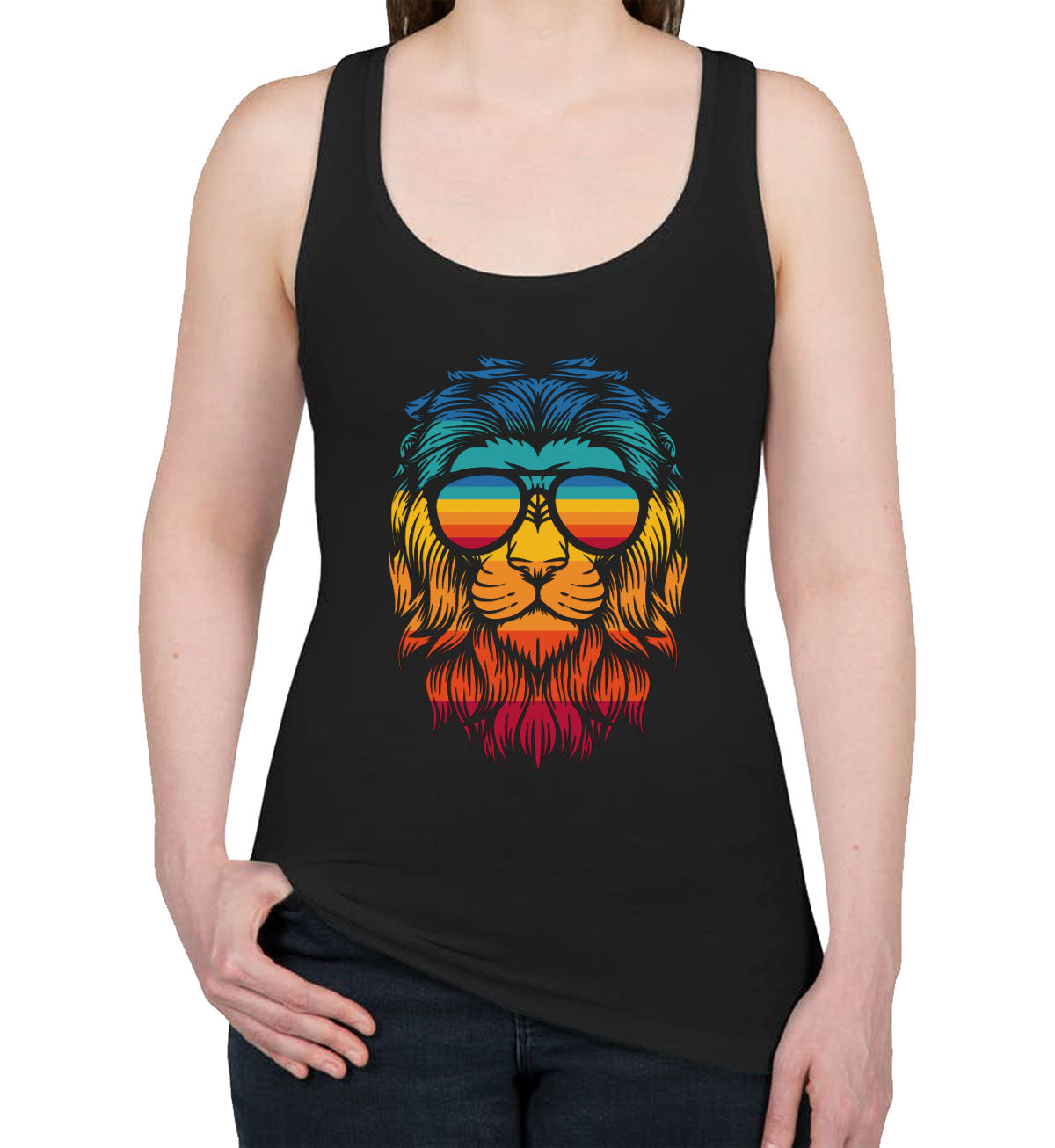 Retro Lion Head Women's Racerback Tank Top