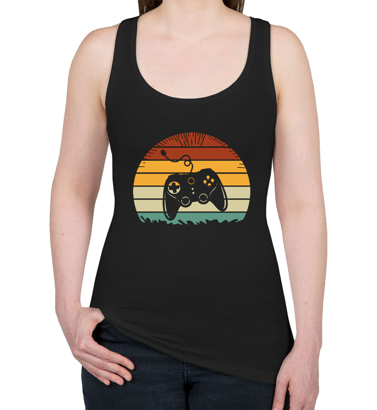 Retro Sunset Gaming Women's Racerback Tank Top