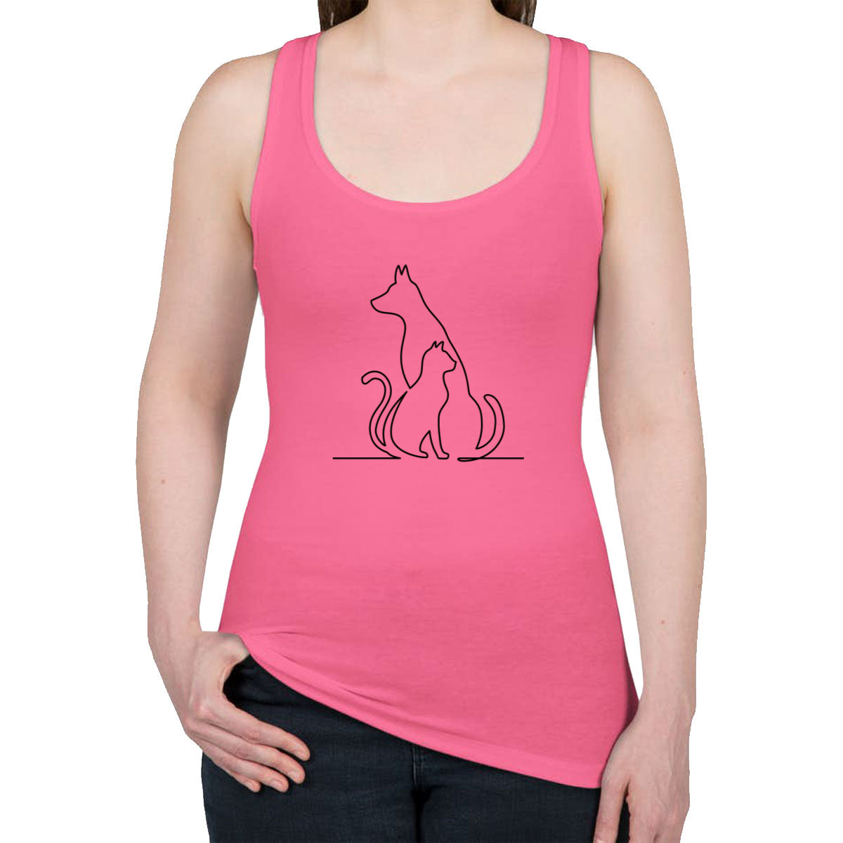 Dog And Cat Women's Racerback Tank Top