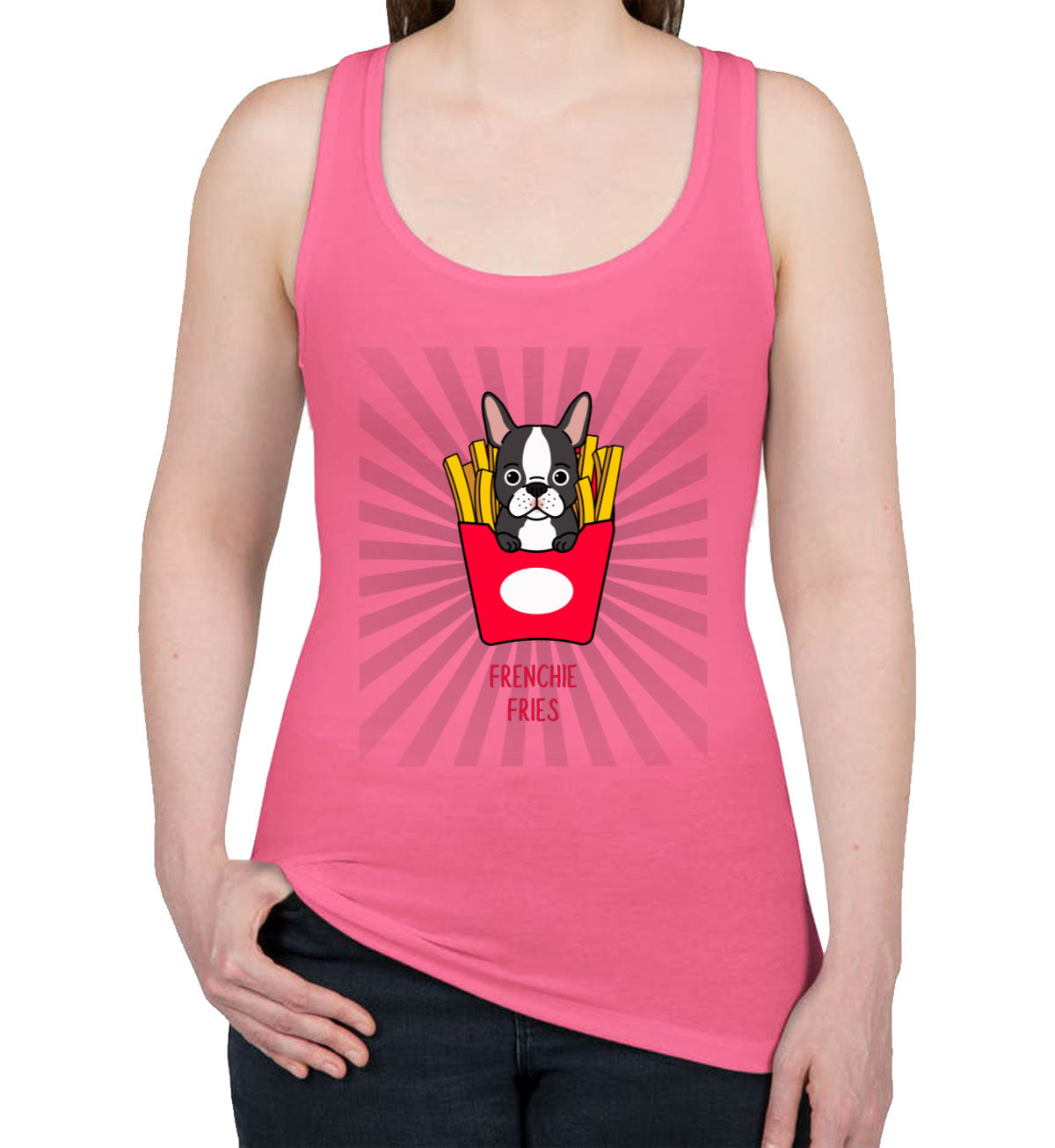 Frenchie Fries Cute Dog French Bulldog Puppy Women's Racerback Tank Top