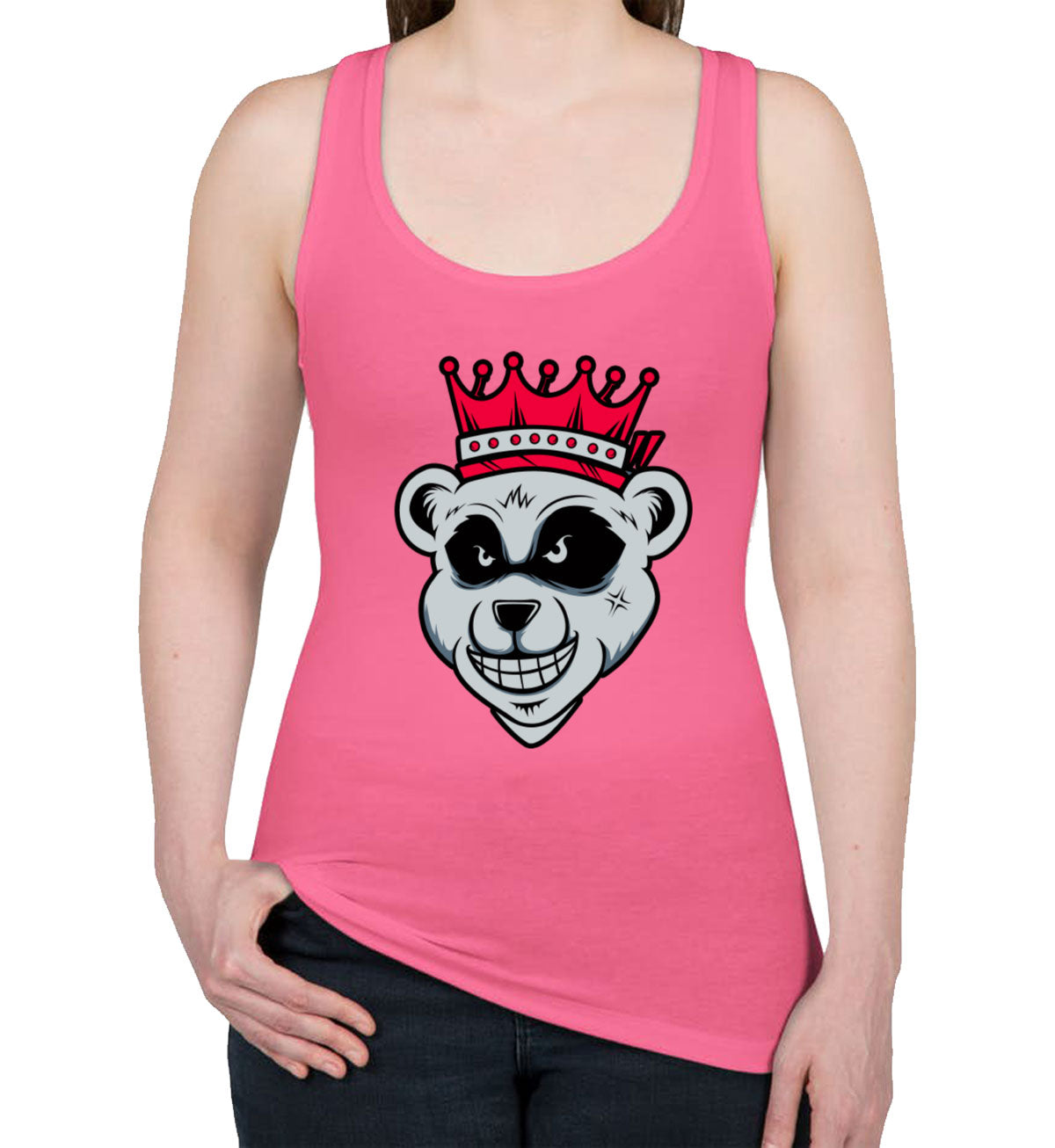 King Bear With Crown Women's Racerback Tank Top