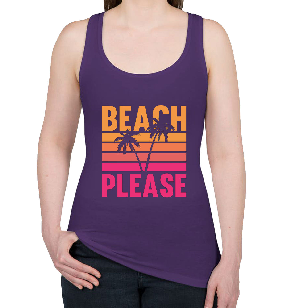 Beach Please Women's Racerback Tank Top