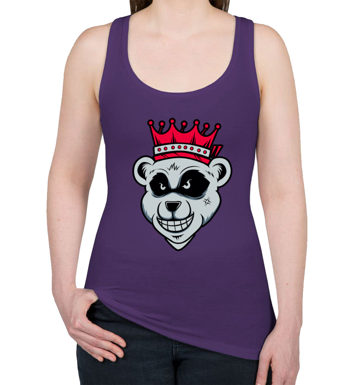 King Bear With Crown Women's Racerback Tank Top