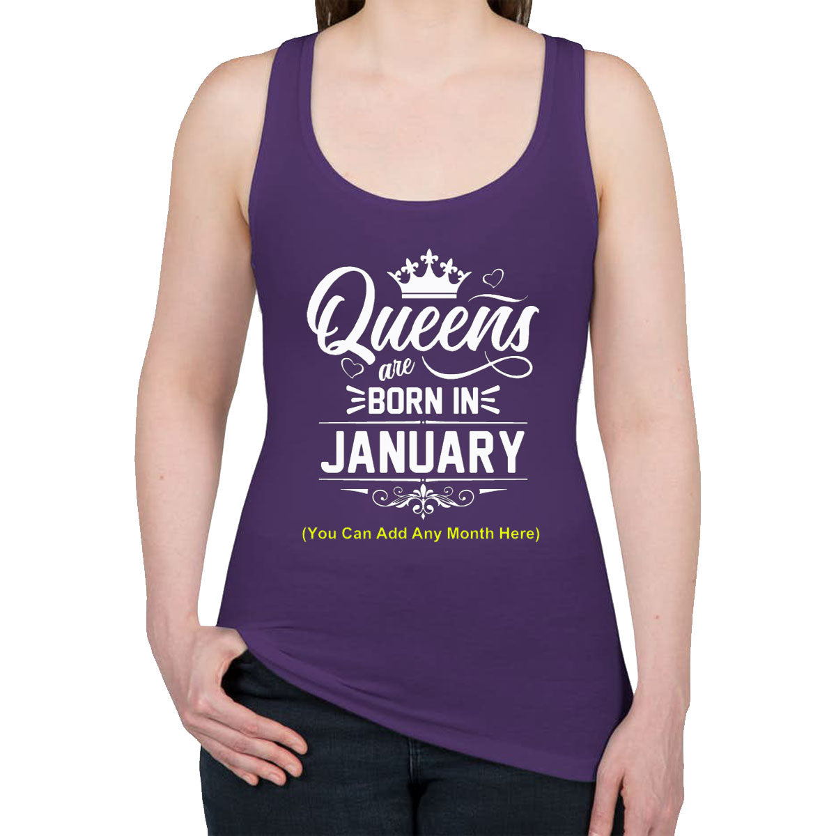 Queens Are Born In [Custom Month] Birthday Women's Racerback Tank Top