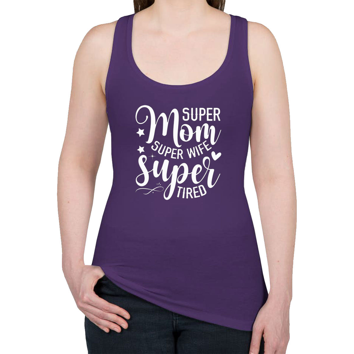 Super Mom, Super Wife, Super Tired Women's Racerback Tank Top