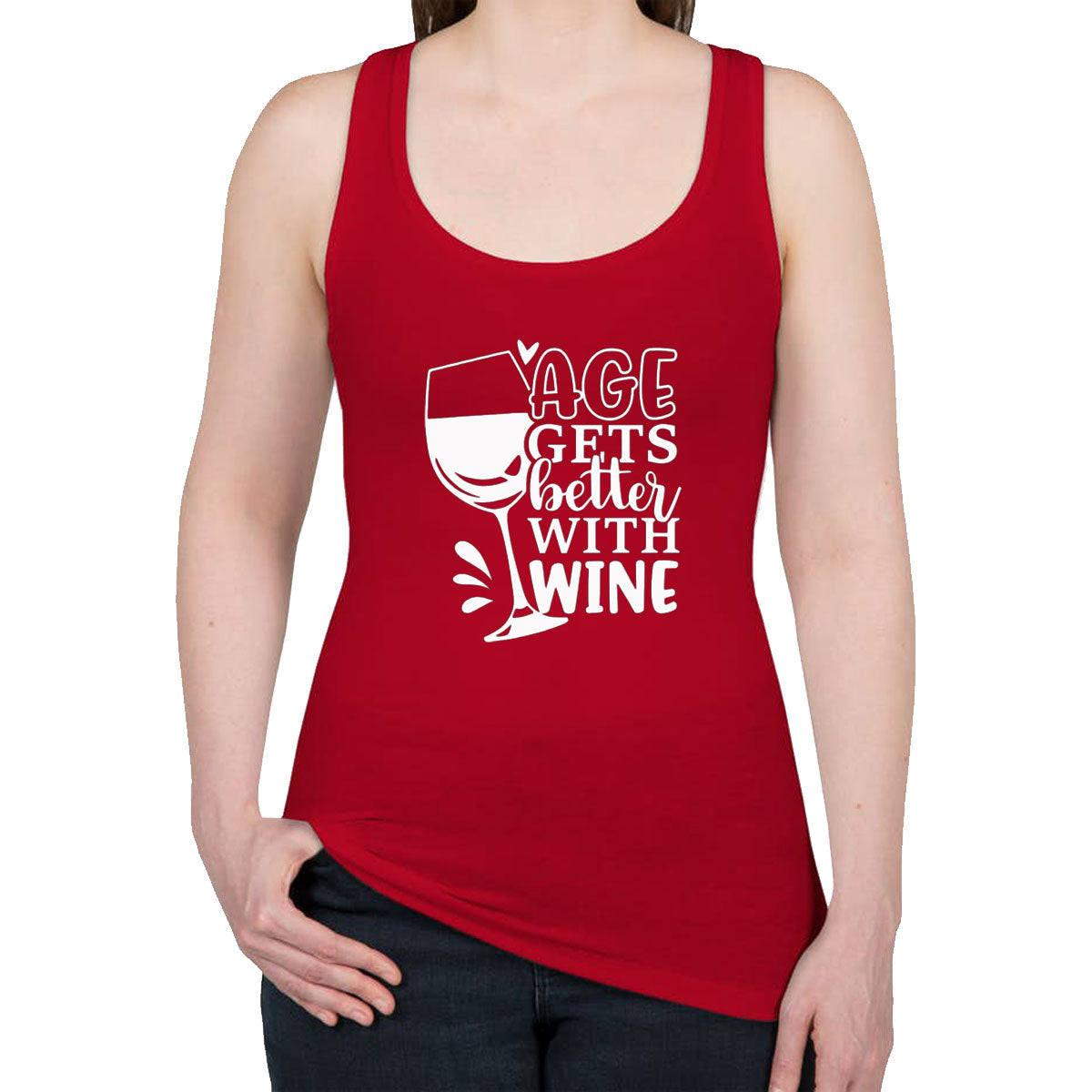 Age Gets Better With Wine Women's Racerback Tank Top