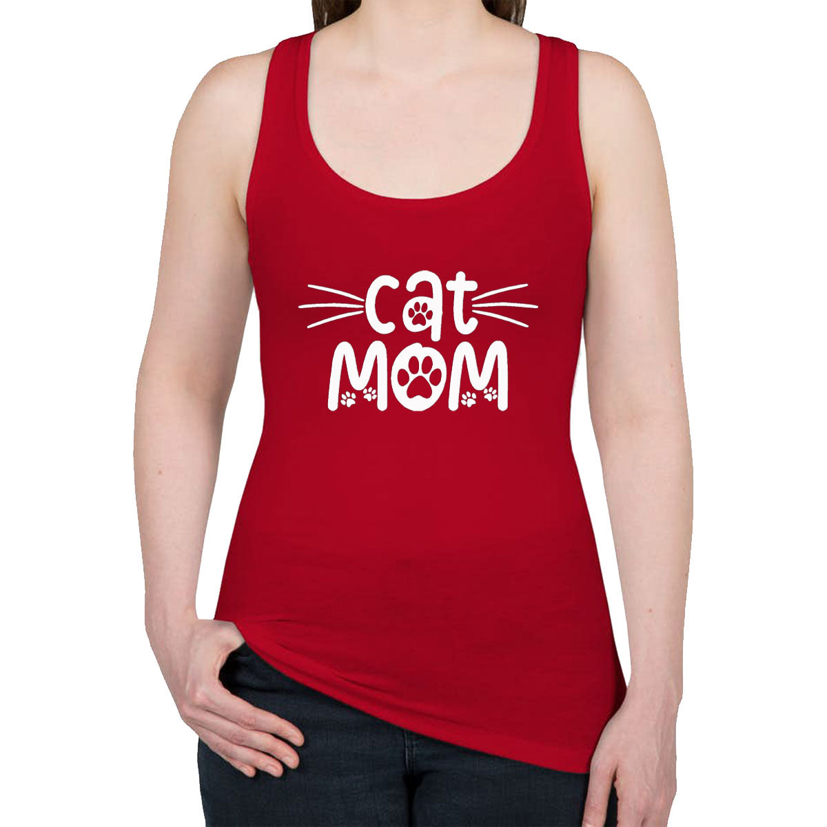 Cat Mom Paw Print Women's Racerback Tank Top