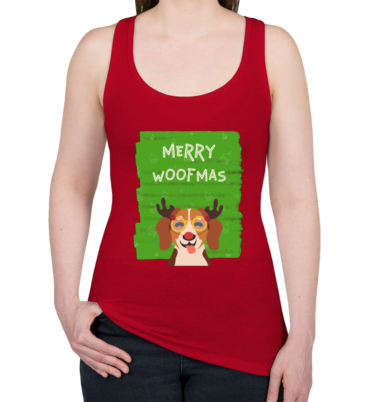 Merry Woofmas Dog Christmas Women's Racerback Tank Top