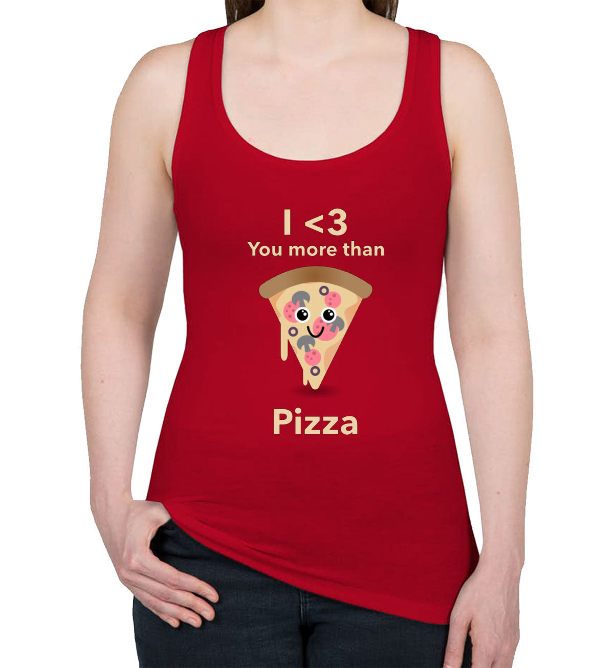 I Love You More Than Pizza Valentine's Day Women's Racerback Tank Top