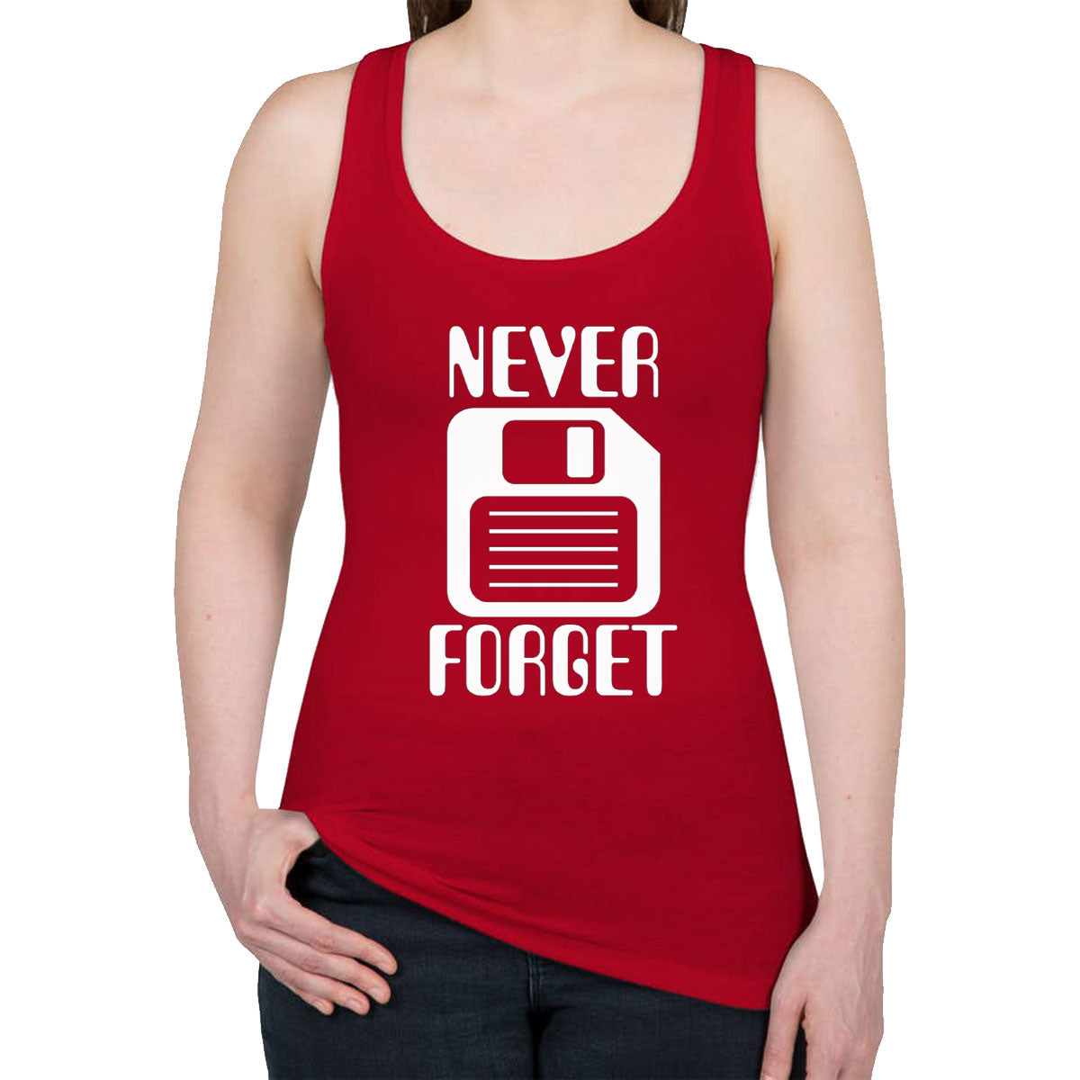 Never Forget Floppy Disk Women's Racerback Tank Top