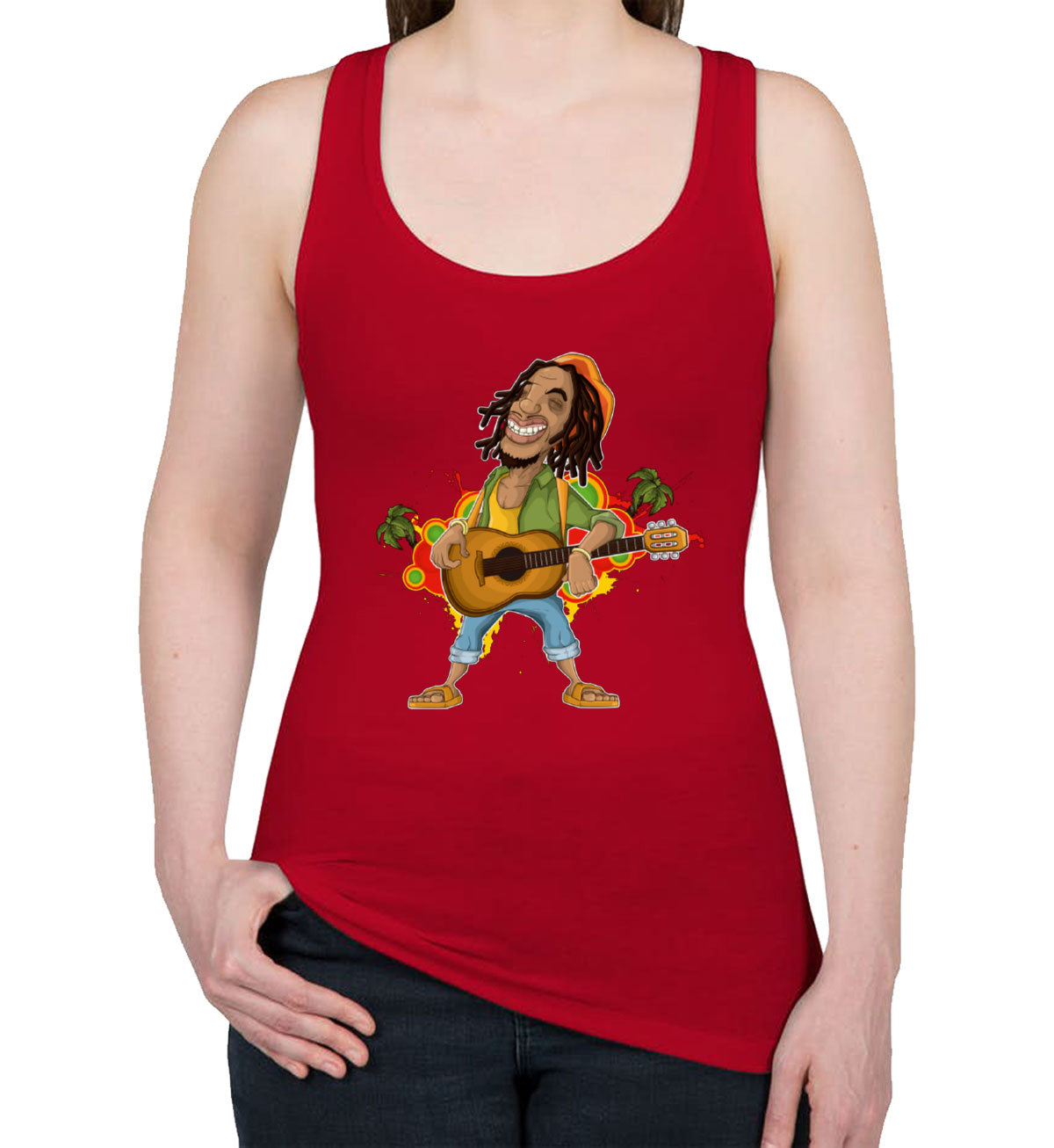 Rasta Reggae Rastafarian Women's Racerback Tank Top