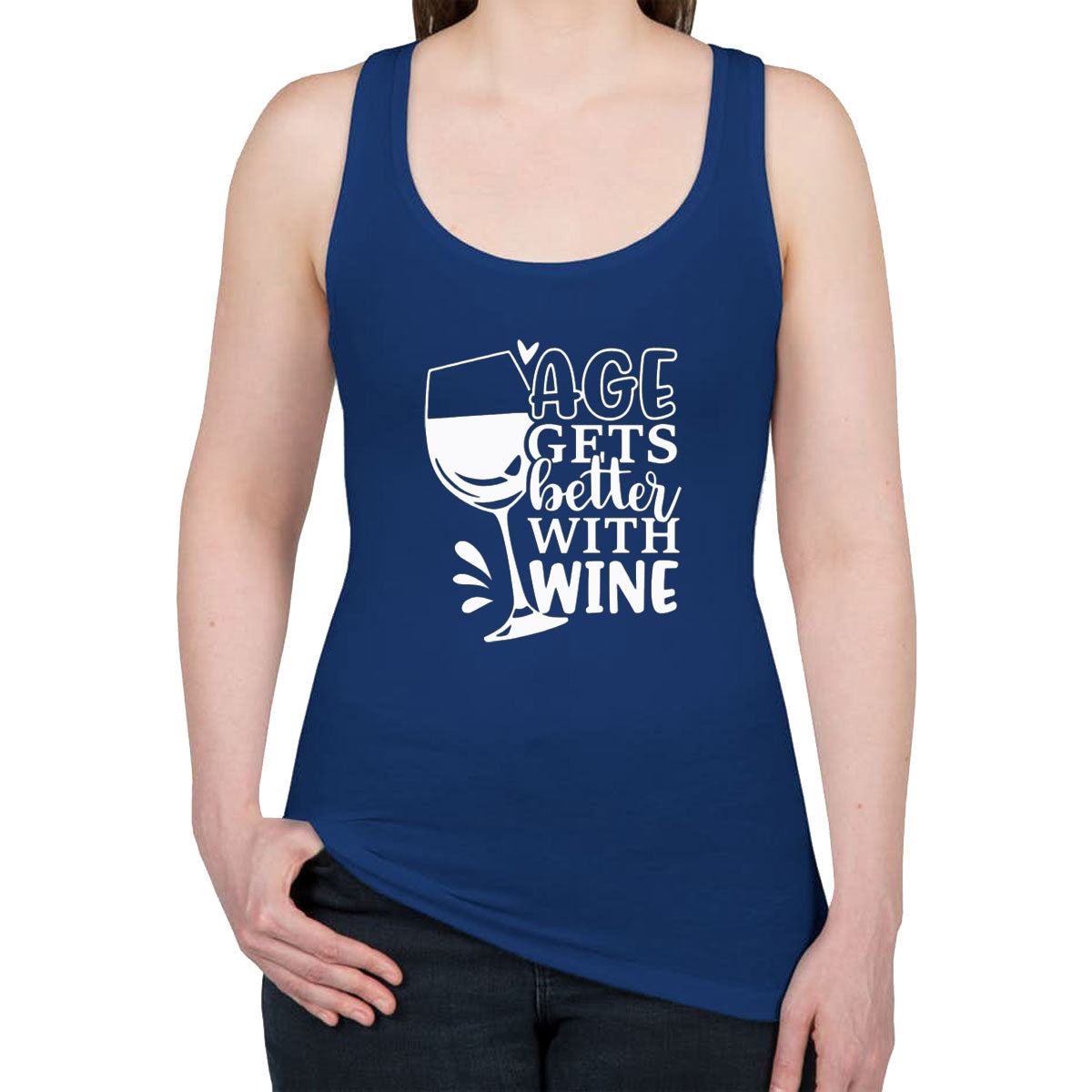 Age Gets Better With Wine Women's Racerback Tank Top
