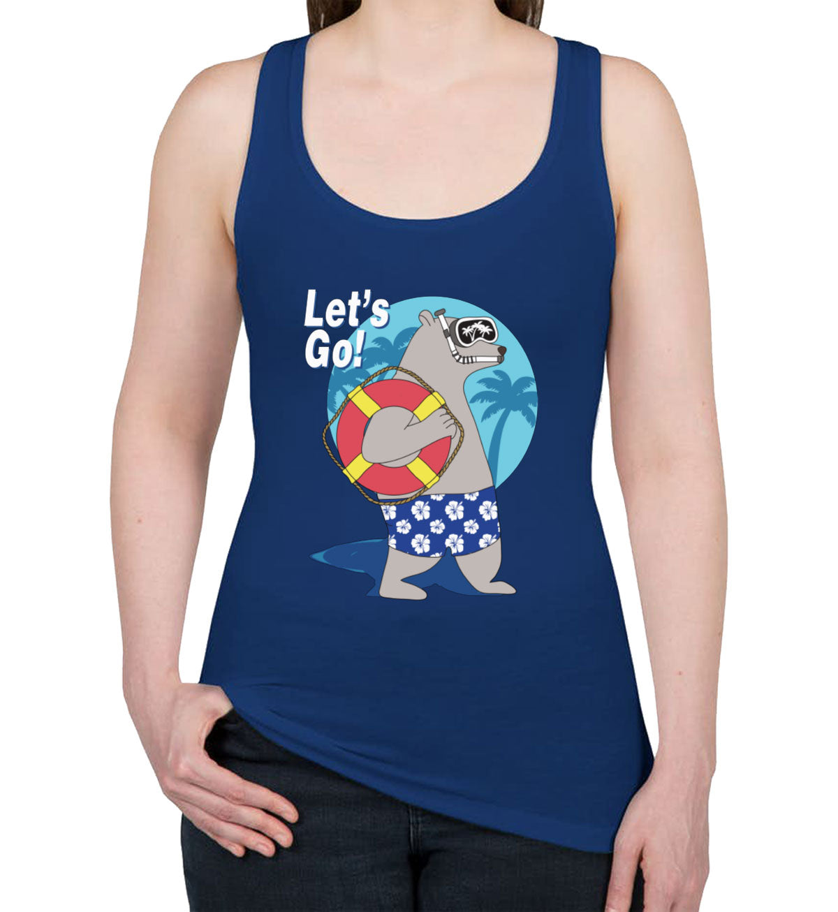 Bear On Vacation Women's Racerback Tank Top