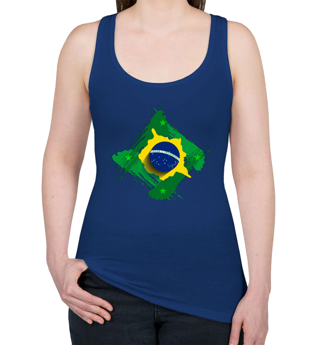 Brazil Flag Diamond Shape Women's Racerback Tank Top