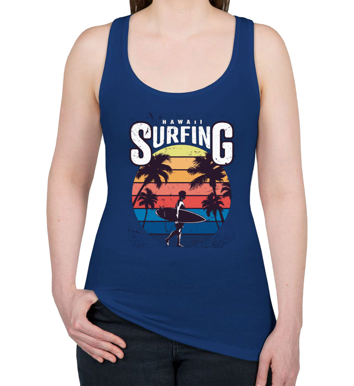 Hawaii Surfing Women's Racerback Tank Top