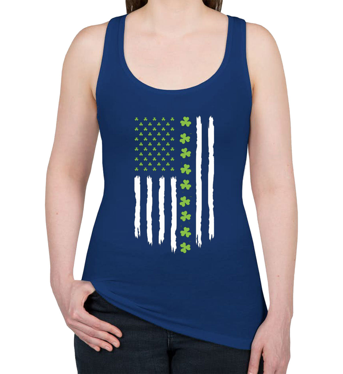 Irish American Flag St. Patrick's Day Women's Racerback Tank Top