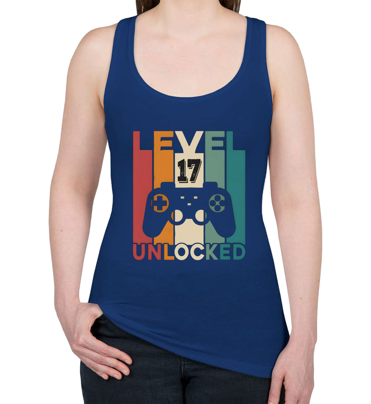 Level 17 Unlocked Gaming Birthday Women's Racerback Tank Top