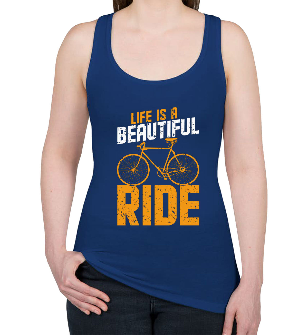 Life Is A Beautiful Ride Bicycle Women's Racerback Tank Top