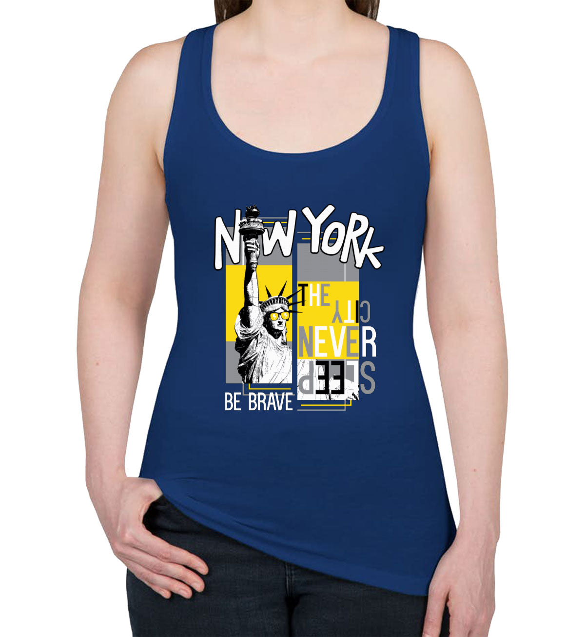 New York The City Never Sleep Women's Racerback Tank Top