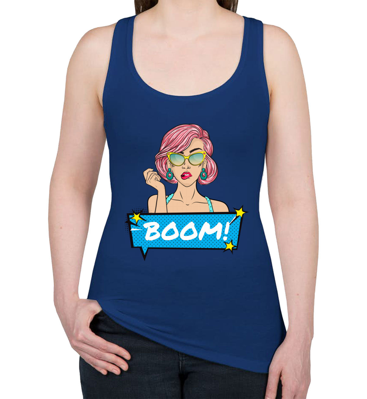 Retro Pop Art Lady Women's Racerback Tank Top