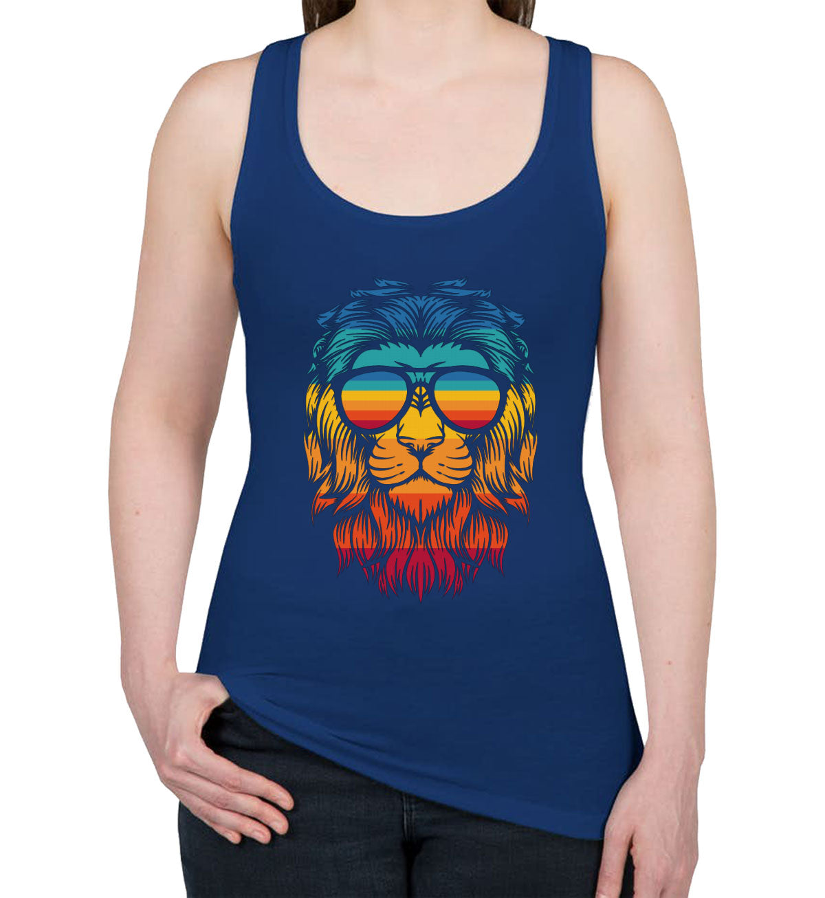 Retro Lion Head Women's Racerback Tank Top