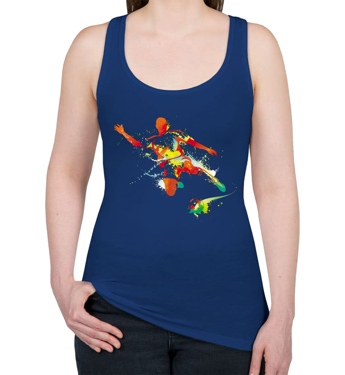 Colorful Soccer Player Women's Racerback Tank Top