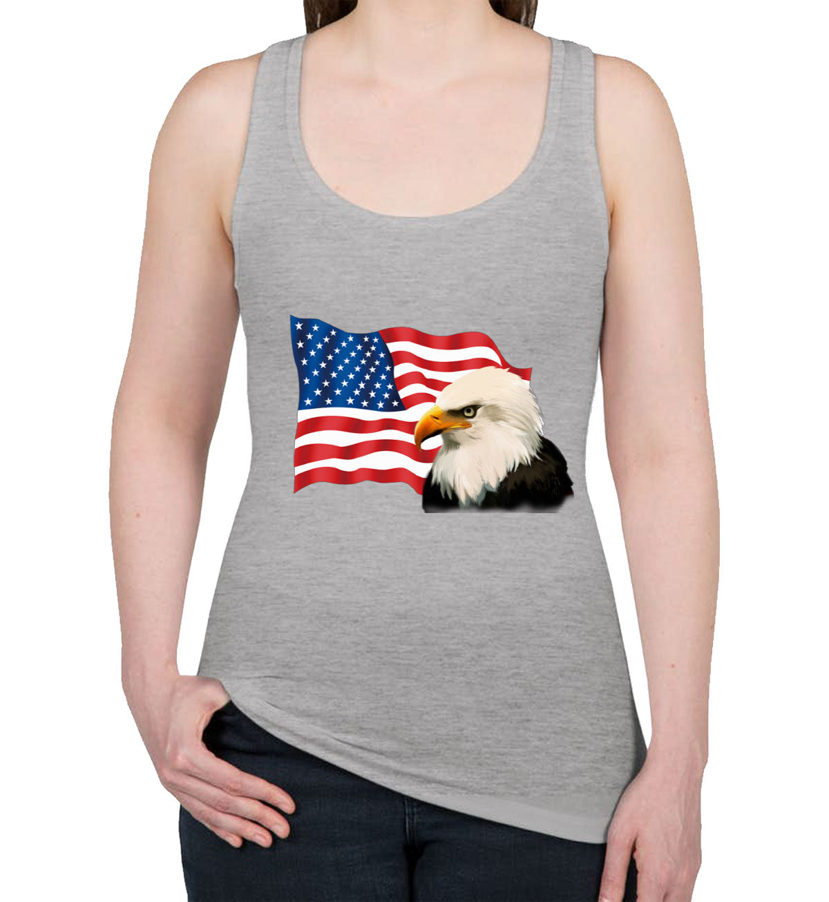 Bald Eagle American Flag Women's Racerback Tank Top