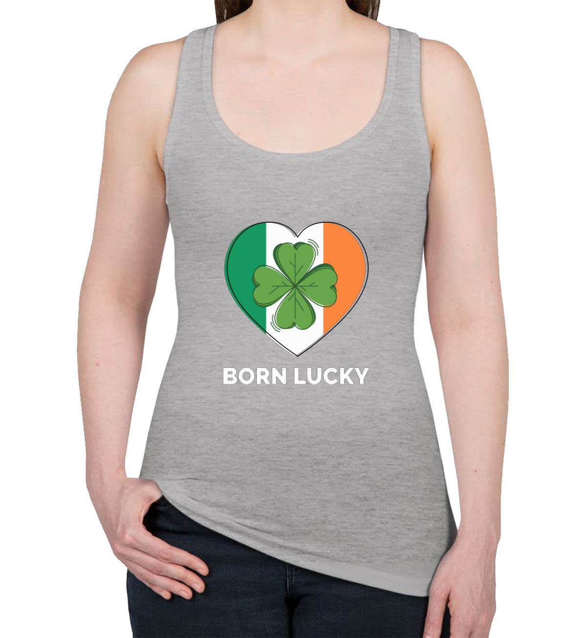 Born Lucky Ireland Flag St. Patrick's Day Women's Racerback Tank Top