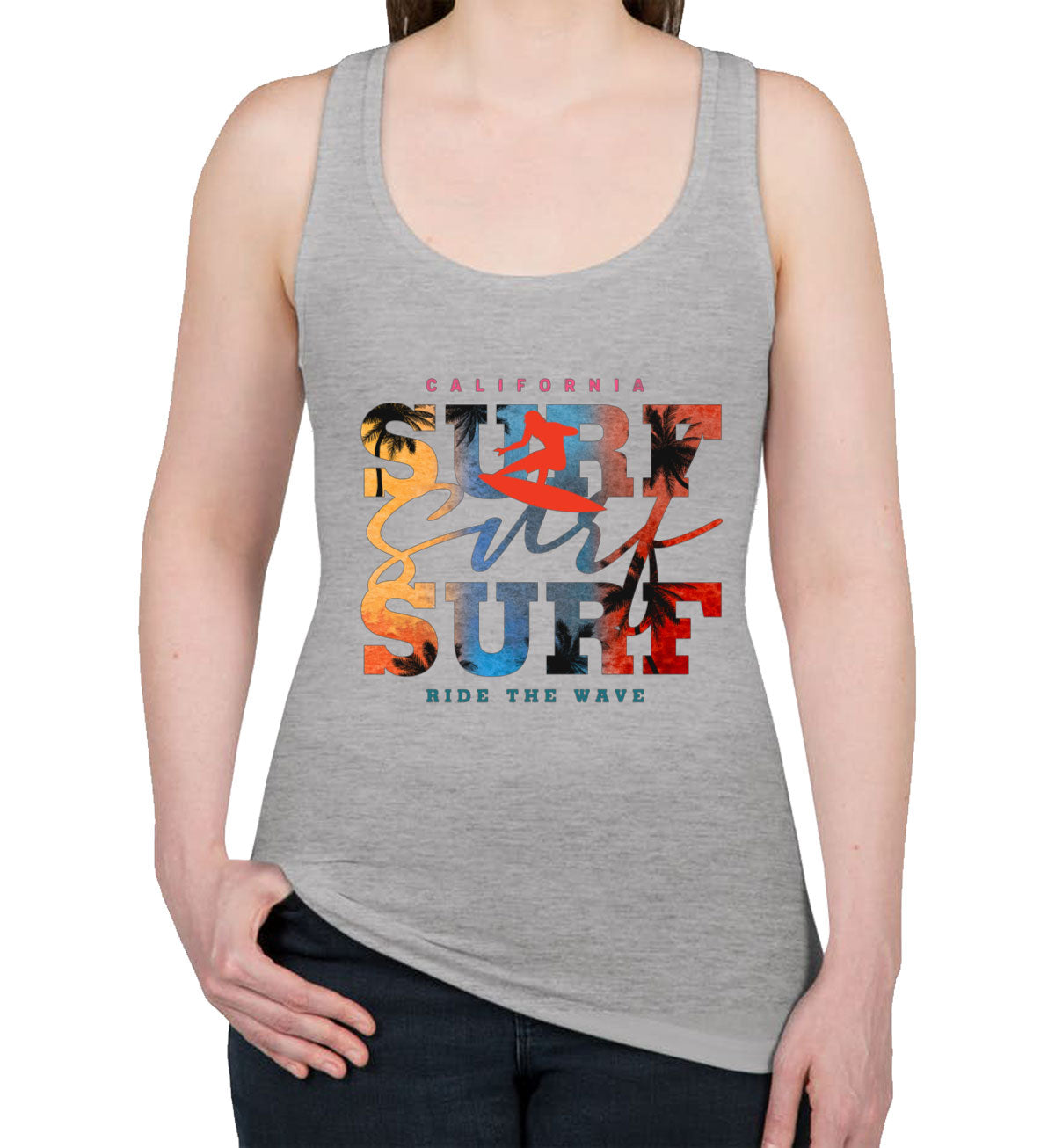 California Surf Ride The Wave Women's Racerback Tank Top