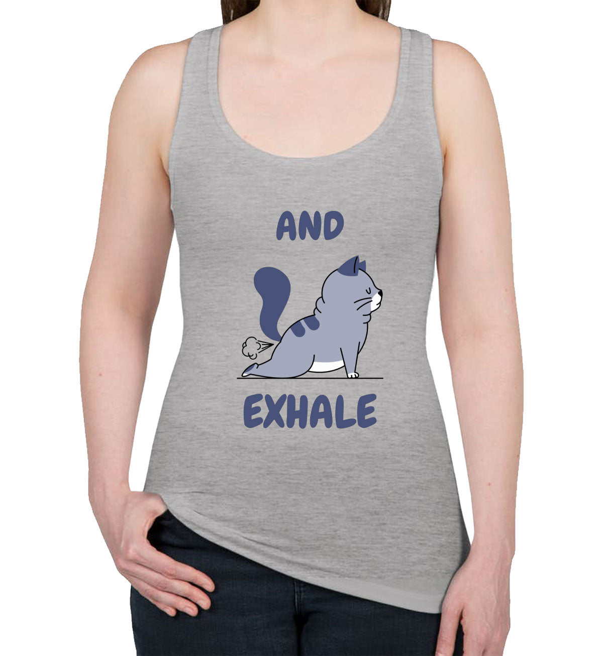 Yoga Cat Flexing Women's Racerback Tank Top