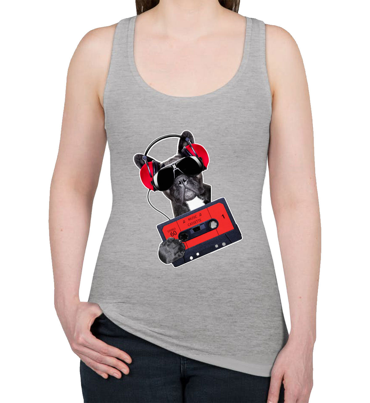 Cool Dog With Headphone Women's Racerback Tank Top