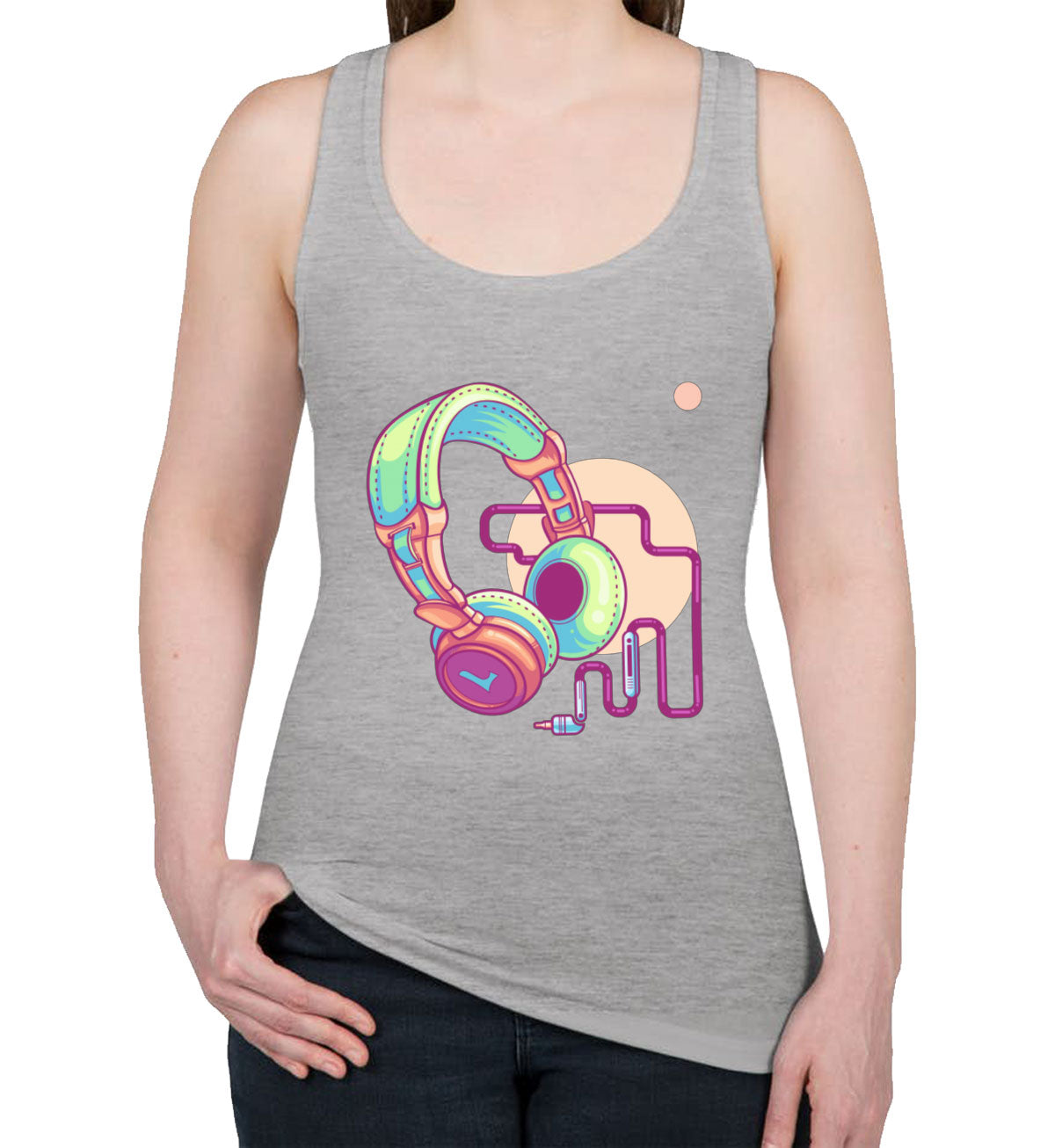 Headphone With Audio Cable Music Women's Racerback Tank Top