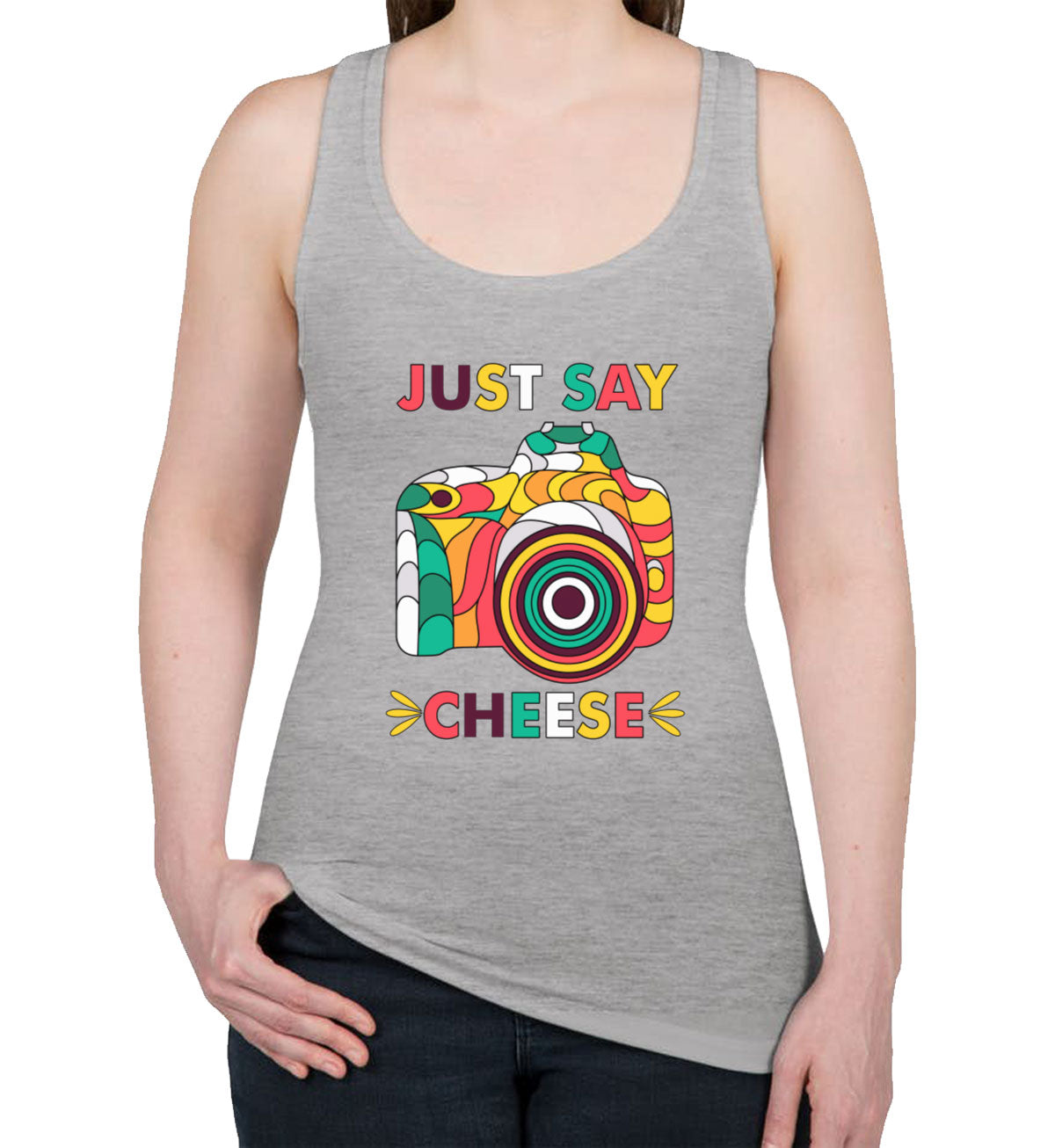 Just Say Cheese Photographer Women's Racerback Tank Top