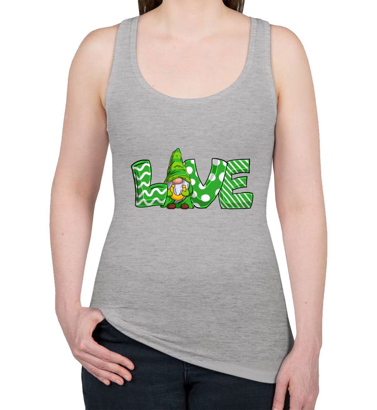 Love Gnome St. Patrick's Day Women's Racerback Tank Top